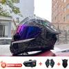 Full Face Motorcycle Helmet With Dual Visor Flip-Up Design Bluetooth Compatible All Season Touring Rally ABS Certified