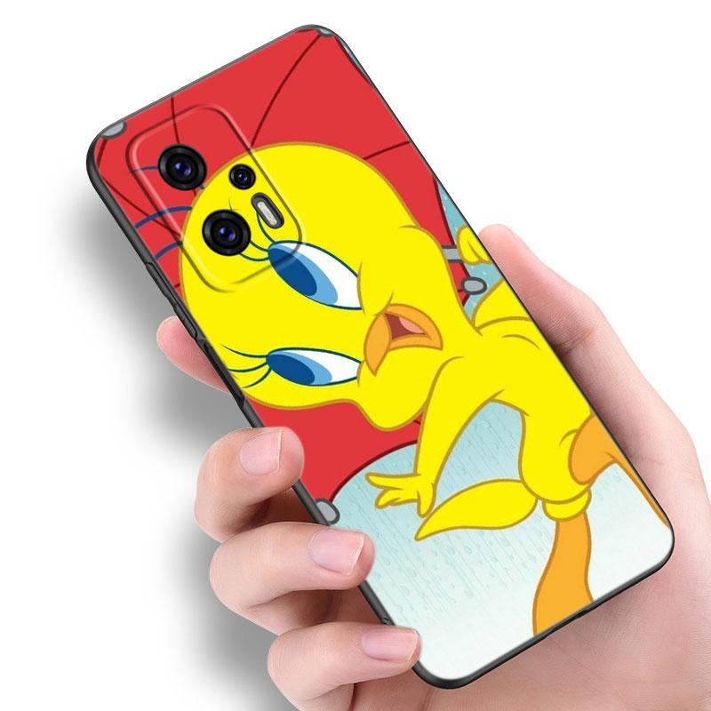 Yellow Cartoon Bird Black Silicone Phone Case For Xiaomi POCO X3 X4 NFC F4 GT F5 F6 M3 M4 M6 X5 X6 Pro 5G M5 C55 C65