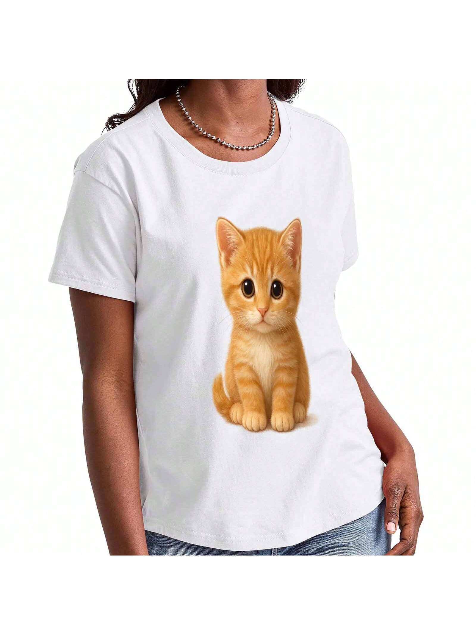 Cute Kitten Wounisex s Cotton TShirt, Premium Cotton Quality Print, Durable And Longlasting, Casual And Fashionable T Shirt. S разноцветный