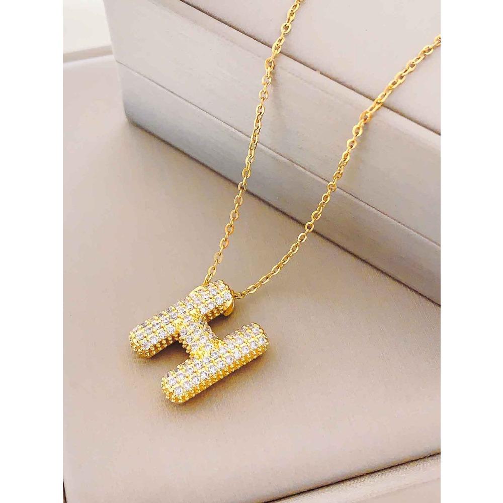 Necklace Female English Alphabet Necklace Female Hip Hop Full Zircon Delicate Clavicle Chain Personality Necklace