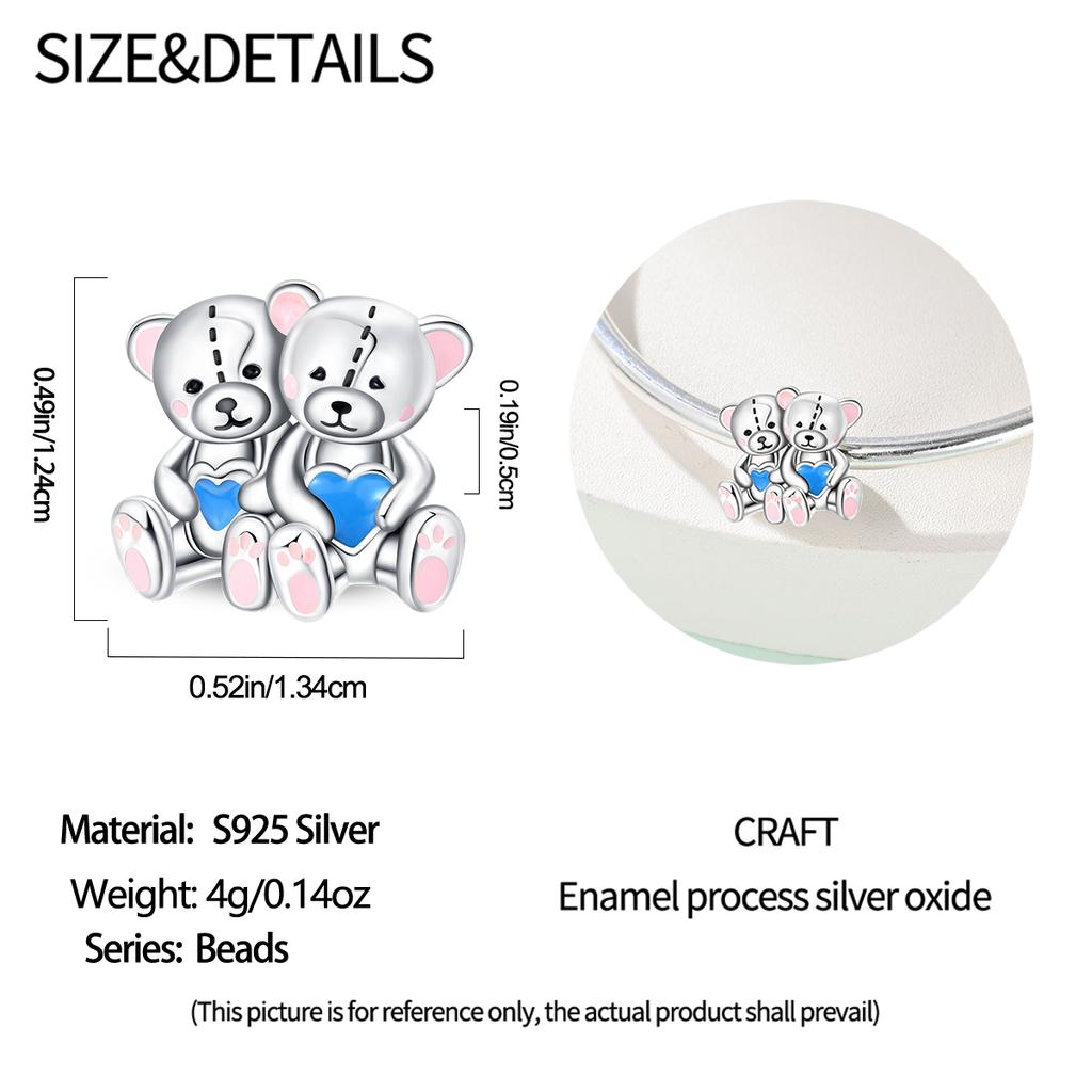 Lovely Copper Colorful Heart And Hat Wearing Bear&Golden And Blue Baby Bear&Bear Holding Fish Charm