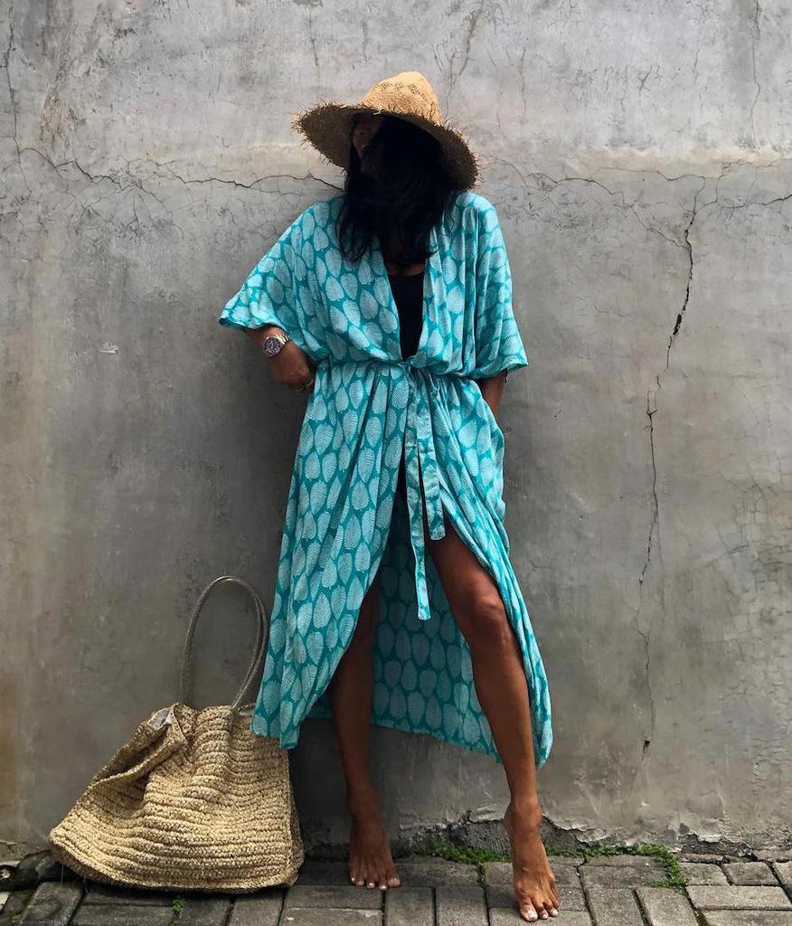 Black & White Tie-Dye Cardigan Beach Dress & Swimsuit Cover-Up