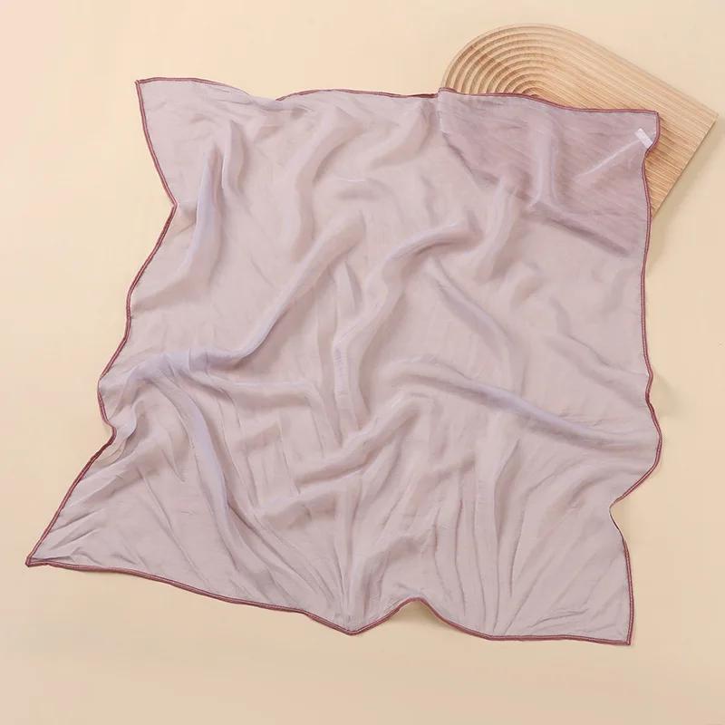 Solid Color Handkerchief Cotton Silk Neck Scarves For Women Small Shawls Bandana Head Scarfs Female Square Hairband Hijab Scarf