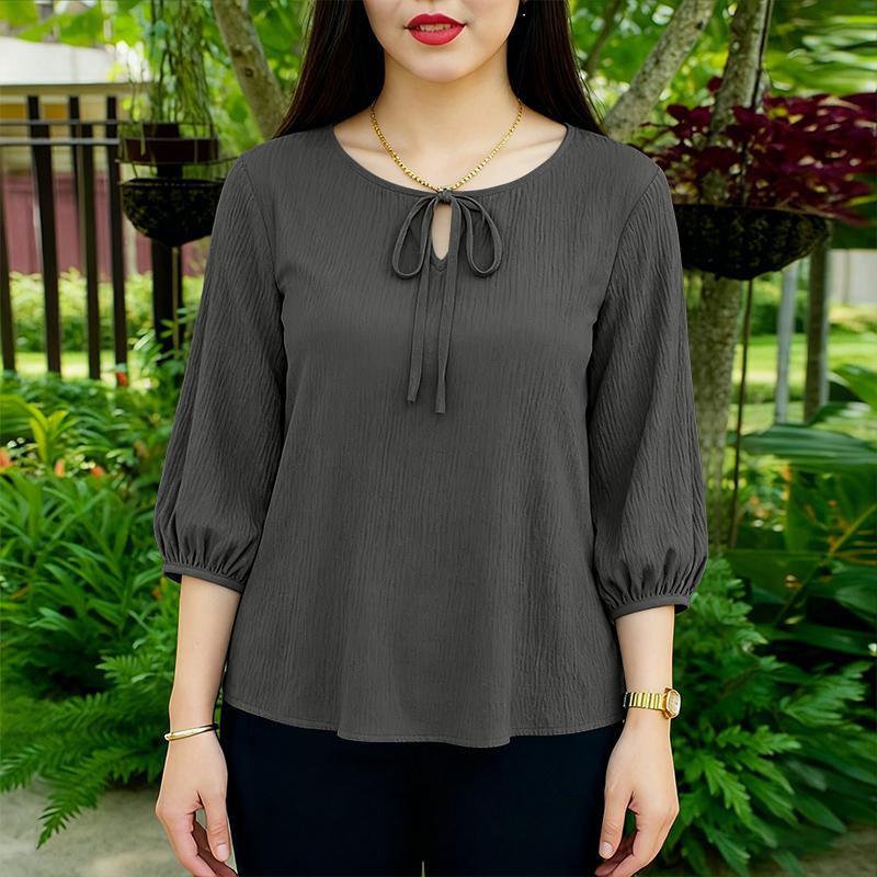 ZANZEA Women Casual Round Neck 3/4 Sleeve Loose Blouse