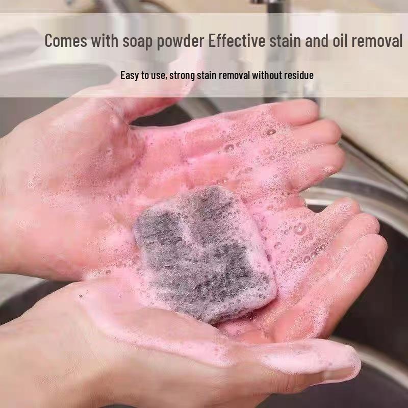 Cross-Border Steel Wool Soap Brush: Powerful Degreasing & Polishing for Countertops and Kitchen Range Hood Cleaning.