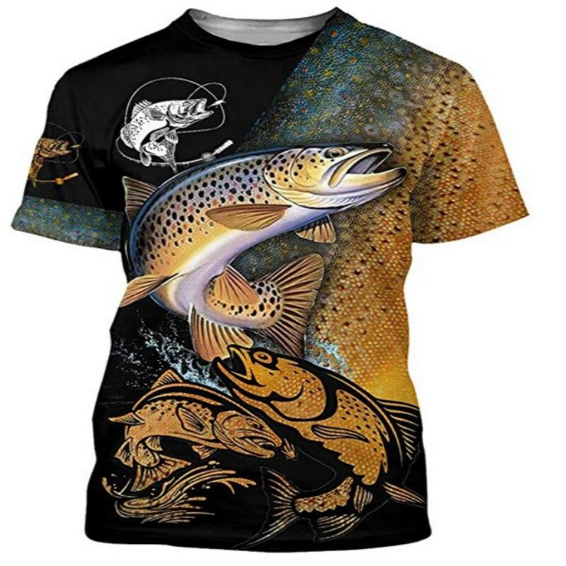 Cheap Summer Men's T shirt 3D Fish print O neck Outdoor