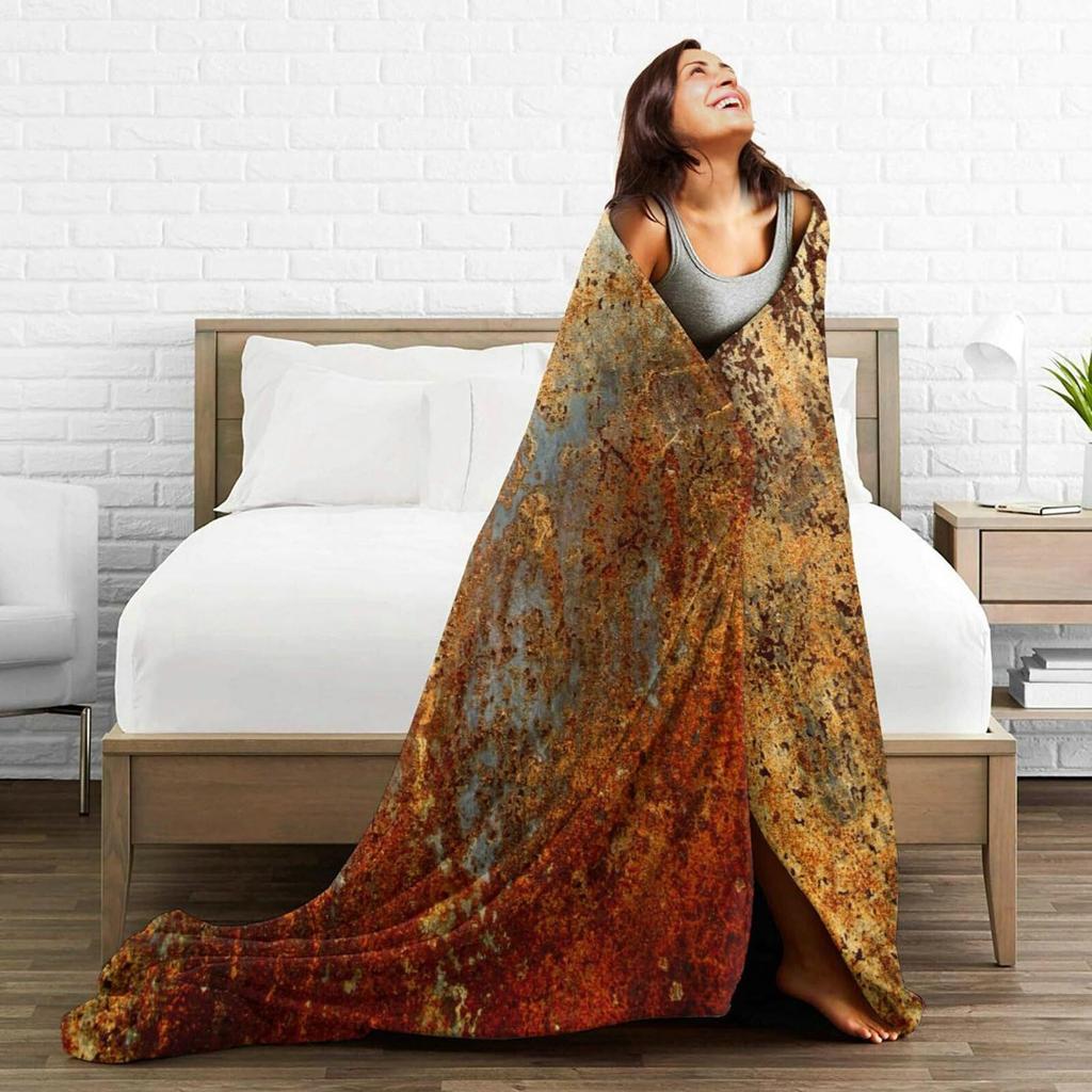 Brown Rust Color Printed Blanket for Sofa Bed Travel Camping Living Room Office Conditioning Blanket for All Seasons Gifts