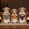 Home Office Regal Dekoration 3 Stück Halloween Geist Hochlandrind Figuren, Harz Yak Statuen mit Kürbis, Bauernhaus Sammlerstück Dekoration Tischplatte