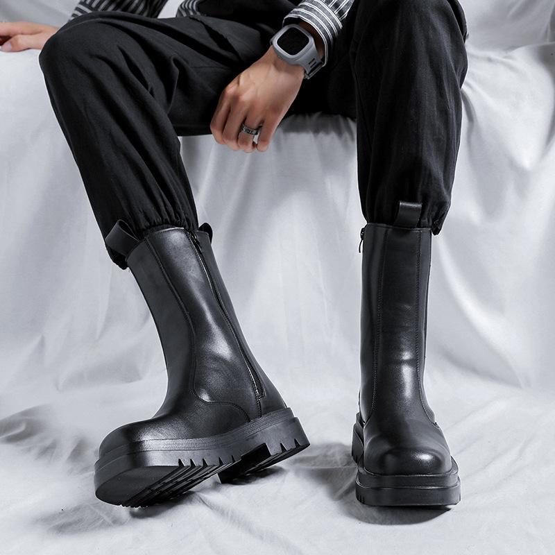 Pánské módní kotníkové boty s kulatou špičkou a vysokým svrškem 70181-R podzim 2024