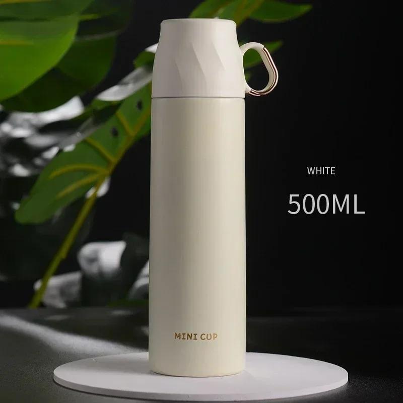 500ML Stainless Steel Thermos Cup Hot Coffee Vacuum Thermal Water Bottle Portable High-capacity Household Office Travel Tea Cups