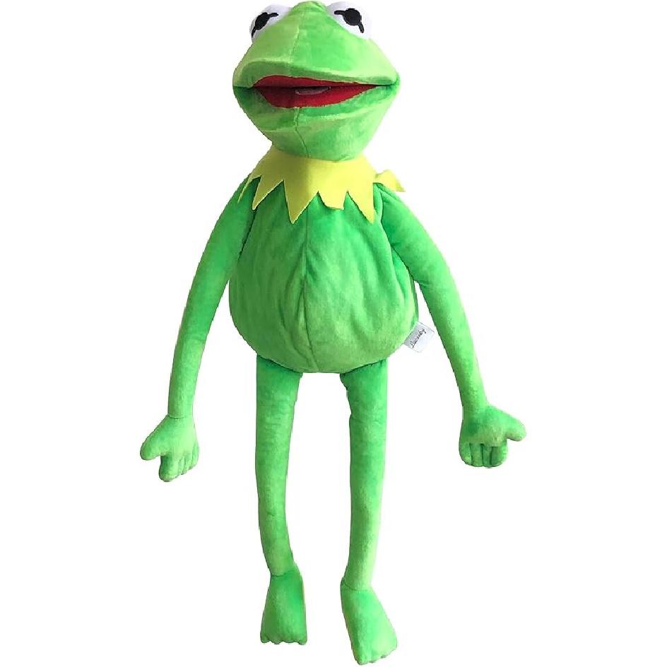 Lacroky Kermit Frog Puppet with Puppets Control Rod & 50 Pcs Kermit The Frog Puppet Stickers, Hand Kermit Puppet Soft Stuffed Plush Toy for Boys &