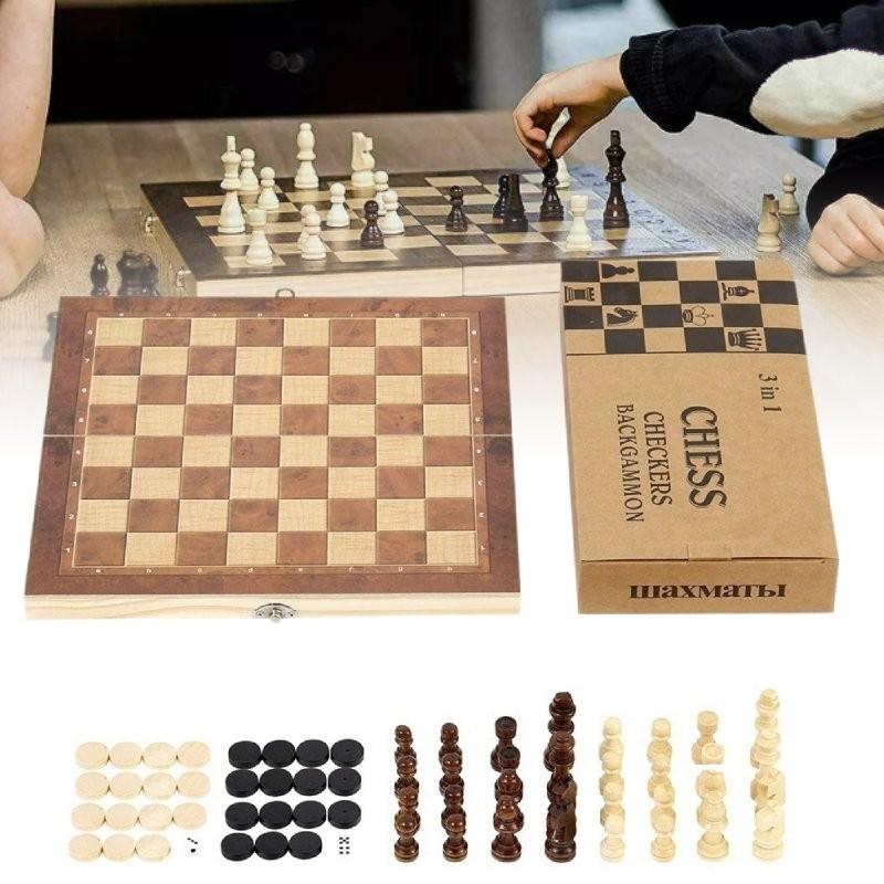 Premium Schachspiel aus Holz mit faltbarem Brett für fesselnde Familien-Spieleabende und Gehirnentwicklung