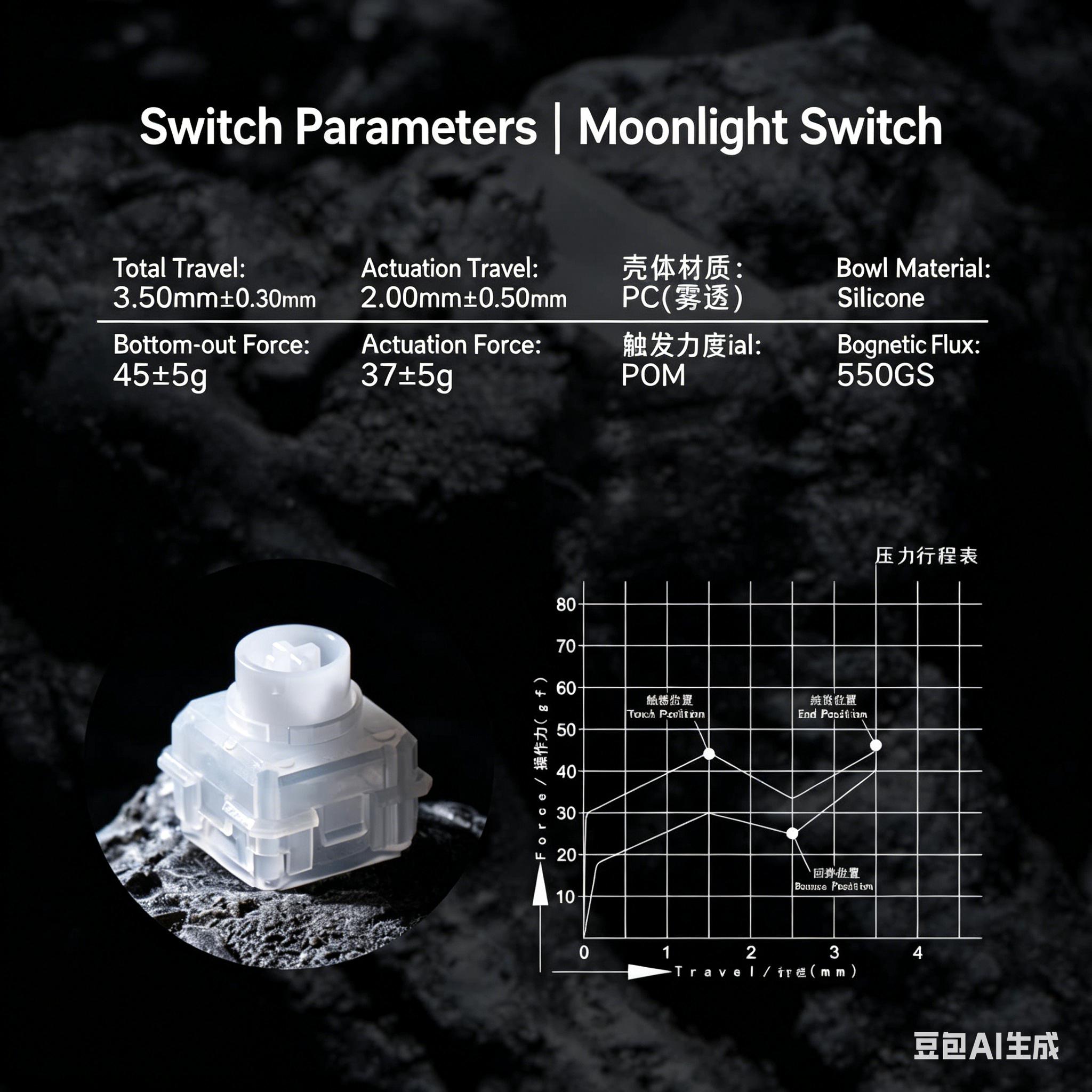 

HAIMU Moonllight Silicone Magnetic Switch Silent Tactile Silicone Bowl Structure Tactile Silent Magnetic Keyboard Switches 4 PCS