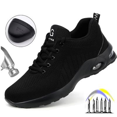 Letnie buty bhp z poduszką powietrzną dla mężczyzn kobiety oddychające trampki robocze stalowe buty z palcami antyprzebiciowe buty ochronne