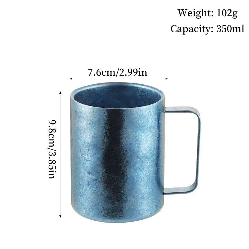 Outdoor Camping Pure Titanium Coffee Mug,With lid Double-layer Multicolored Handle Breakfast Mule Beer 350 ml Juice Cup,Tumbler