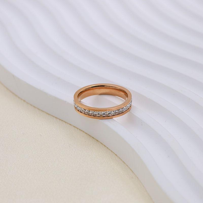 Fashion Sparkle Inlaid Zircon Popular Rose Gold Non-Fading Jewelry Ring