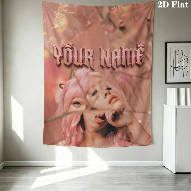 Custom Name Melanie Martinez Wall Tapestry Aesthetic Wall Hanging Printed Fabric Blanket Decorative Tapestries for Bedroom Living Room Home Decor
