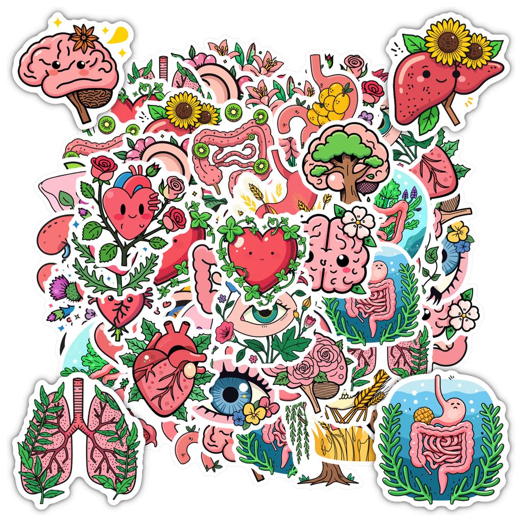 35pcs-70pcs Artistic Humor Stickers Cute Anatomy Teacher Reward Stickers DIY Stickers For Notebook Luggage Mobile Phone Cup DIY