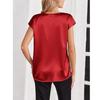 Women Summer T-shirts V-neck Short Sleeve Satin Tee Tops Ladies Casual Top Shirt