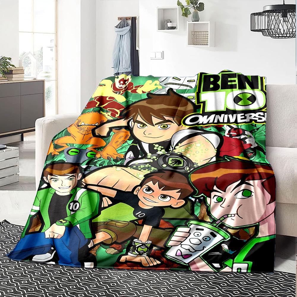 1pc Ben Alien Force Flannel Blanket for Super Soft Cute Comfort Blanket for Travel Bedding Couch Sofa Blanket Y73062