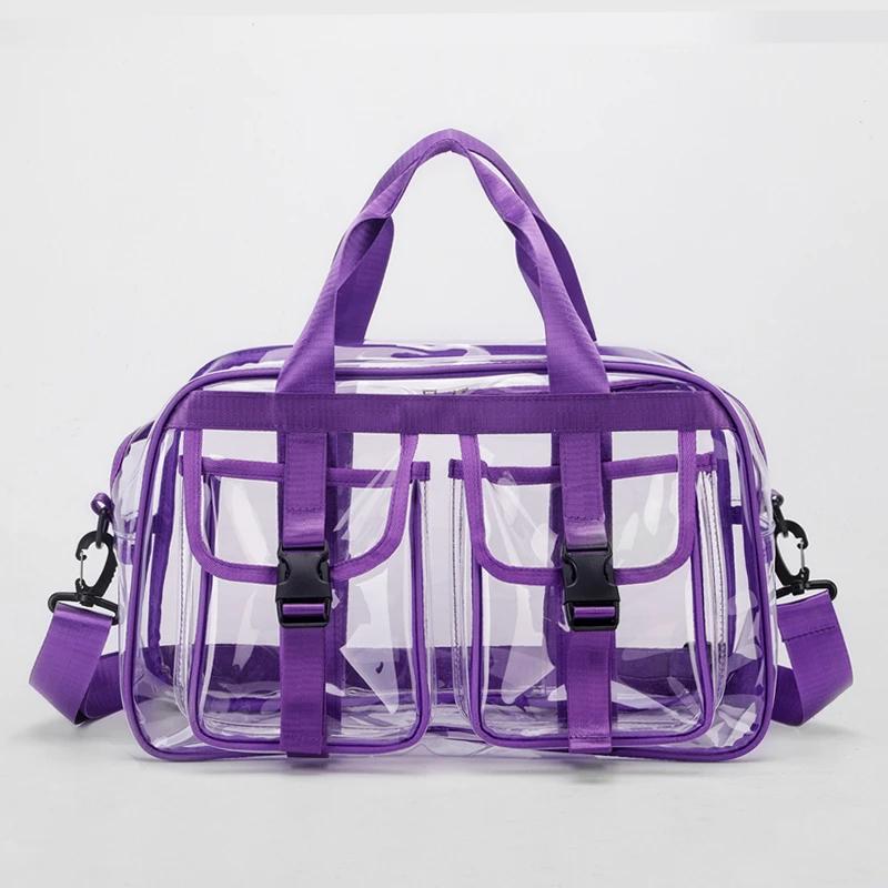 

Zipper Solid Color PVC Travel Duffels 2026 Hot Sale Simple Large Capacity Casual Shoulder Bag Soft Trendy Western Style Handbag фіолетовий