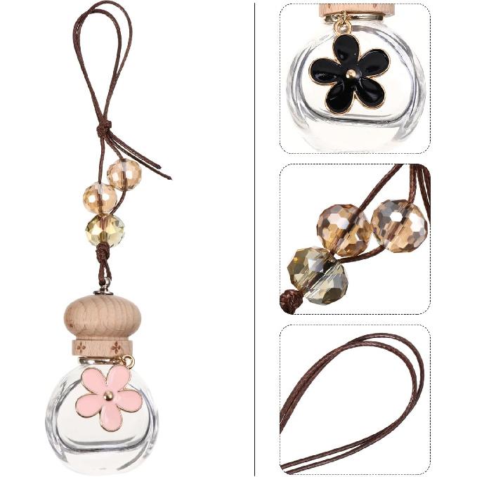 1pc Pendant Car Diffusers for Essential Oils - Hanging Air & Perfume Bottle - Automatic Air Diffuser - Glass Bottle - Pink