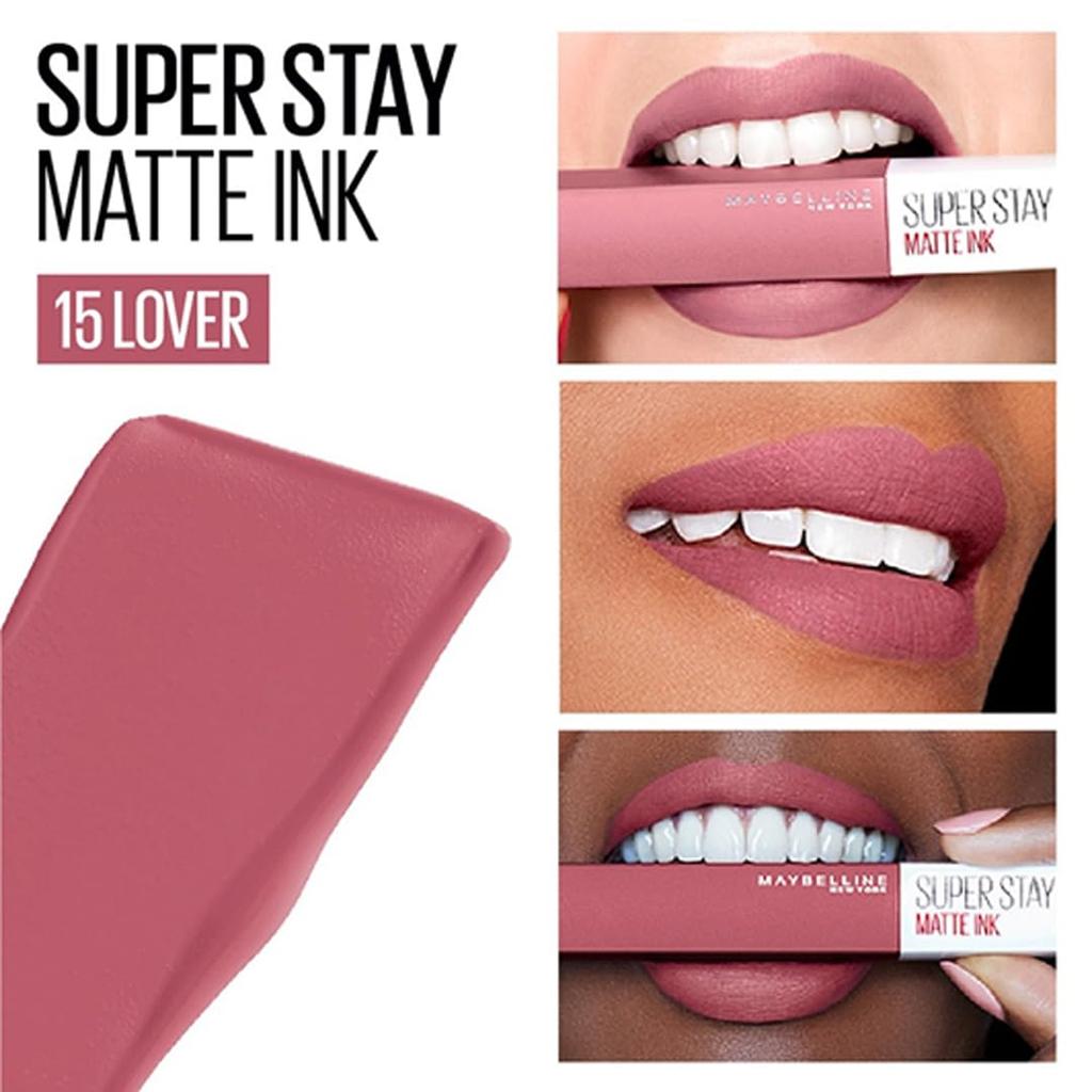 Maybelline Superstay Matte Ink Liquid Lipstick 15 Lover 5ml Long Lasting 16Hr Wear Transfer Proof Lip Colour With Precise Applicator