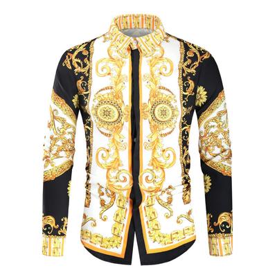 Camicia Lunga con Stampa Barocca di Lusso, Essenziale di Moda Elegante
