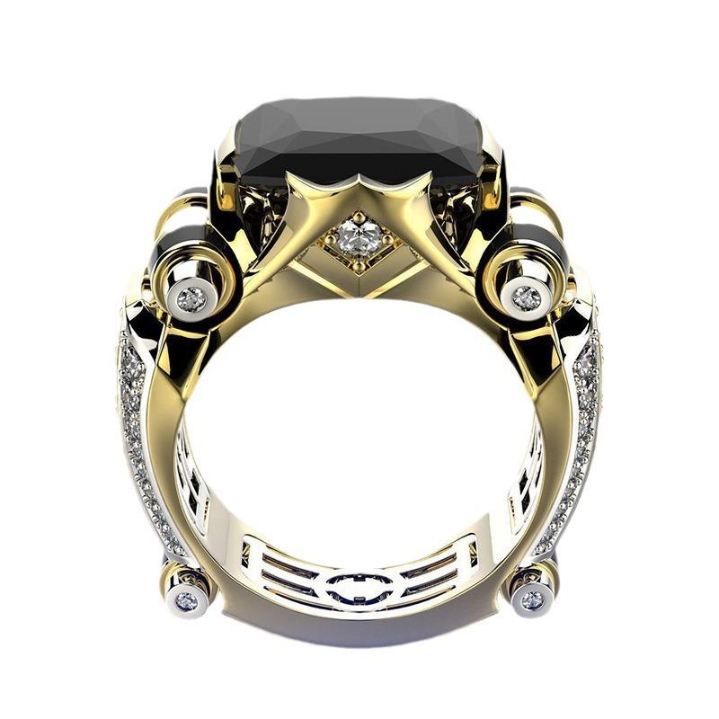 Diamond-Encrusted Domineering Ring Creative Color Separation Engagement Jewelry For Men And Women