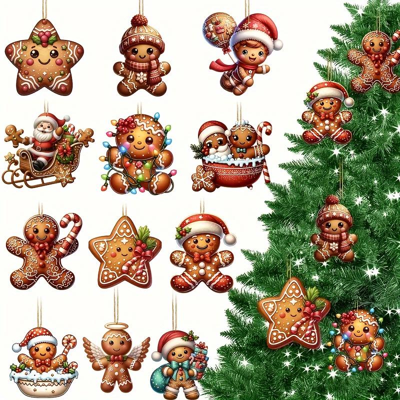 

Набор из 24 рождественских украшений 2D Пряничные человечки Деревянные украшения для елки, Праздничные подвесные шармы с подарочными бирками для праздничной атмосферы, Для Рождества, 24pcs