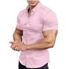 Men Short Sleeve Turn Down Collar Solid Casual Shirt
