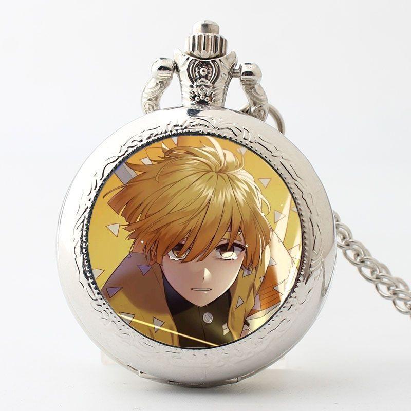 Demon Slayer Peripherals Kamado Tanjirou Pocket Watch Watch Cartoon Necklace Student Simple Anime Creative Holiday Gift