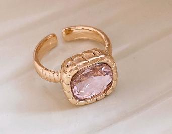 Crystal Inlaid Heart Adjustable Ring Exquisite Luxury Finger Jewelry for Women