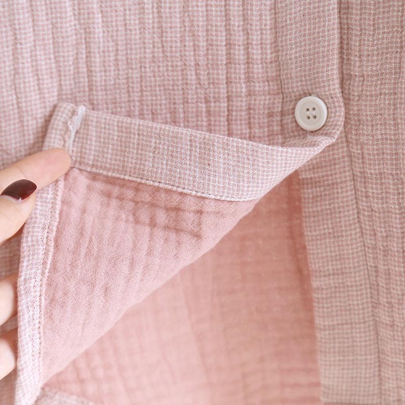 Spring Couple's Pajama Set: Thick Pure Cotton Plaid, Women's & Men's Long-Sleeve, Loose Fit