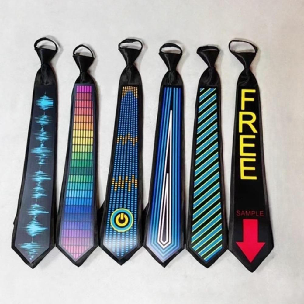Adjustable Flashing Glow Rave Party Necktie Hip-hop Luminous Cravat  Night Club Bar Party Props