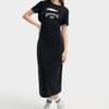 Fila Original Series Fashion Casual Sports Daily Breathable Round Neck Short Sleeve Dress Women Dresses Black F11W429304F-BK