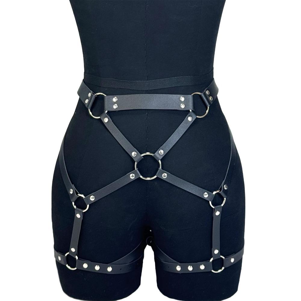 Goth Women Sexy Bondage Harness Leather Belt Lingerie Fetish Underwear Thigh Garter Stocking Women's Harness Bra Accessories