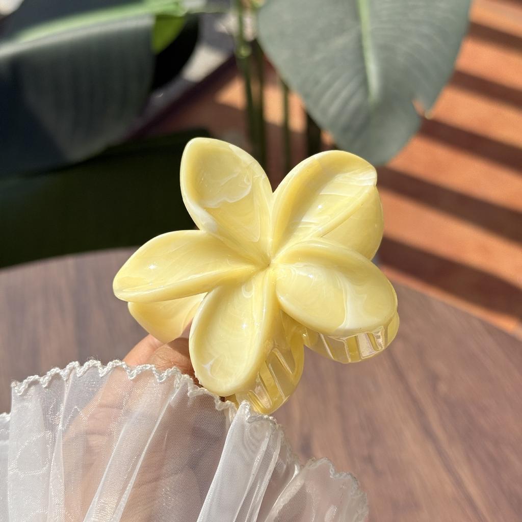 Frangipani Fresh and Sweet Egg Flower Hair Claw Back of Head Disc Hair Shark Clip Hair Ornament Claw Hair Clips for Women