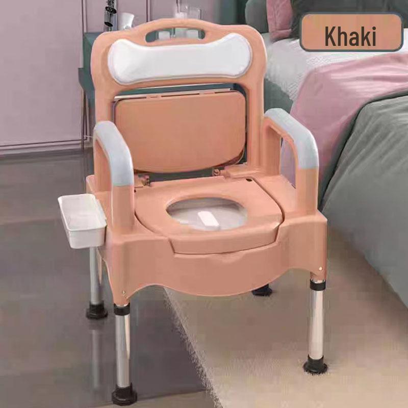 Adjustable Stainless Steel Commode Chair for Elderly and Pregnant Women, Portable with Bedpan