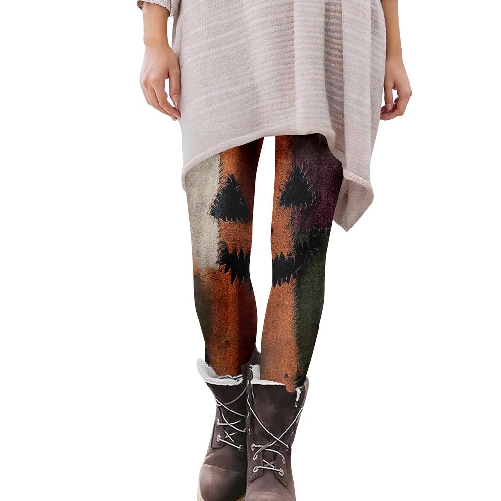 Women's Casual Fashion Outdoor Halloween Printed Slim Elastic Yoga Pants Cropped Pants