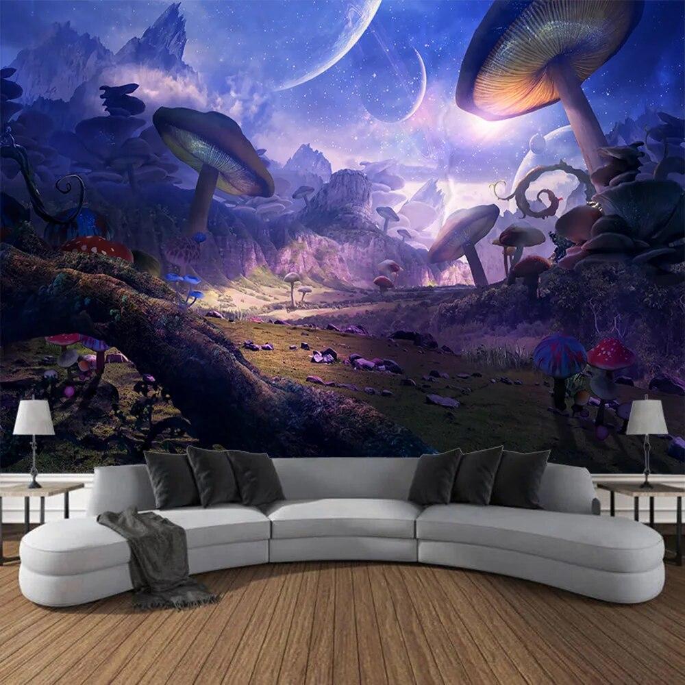 Fairy Tale Fantasy Mushroom Tapestry Bohemian Home Decoration Blanket Hippie Children's Room Art Decoration Tapestry