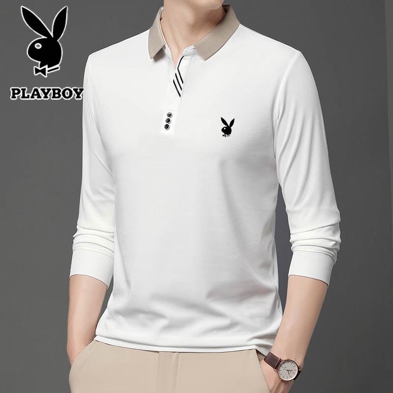 PLAYBOY Men's Business Casual Long Sleeve Polo Shirt