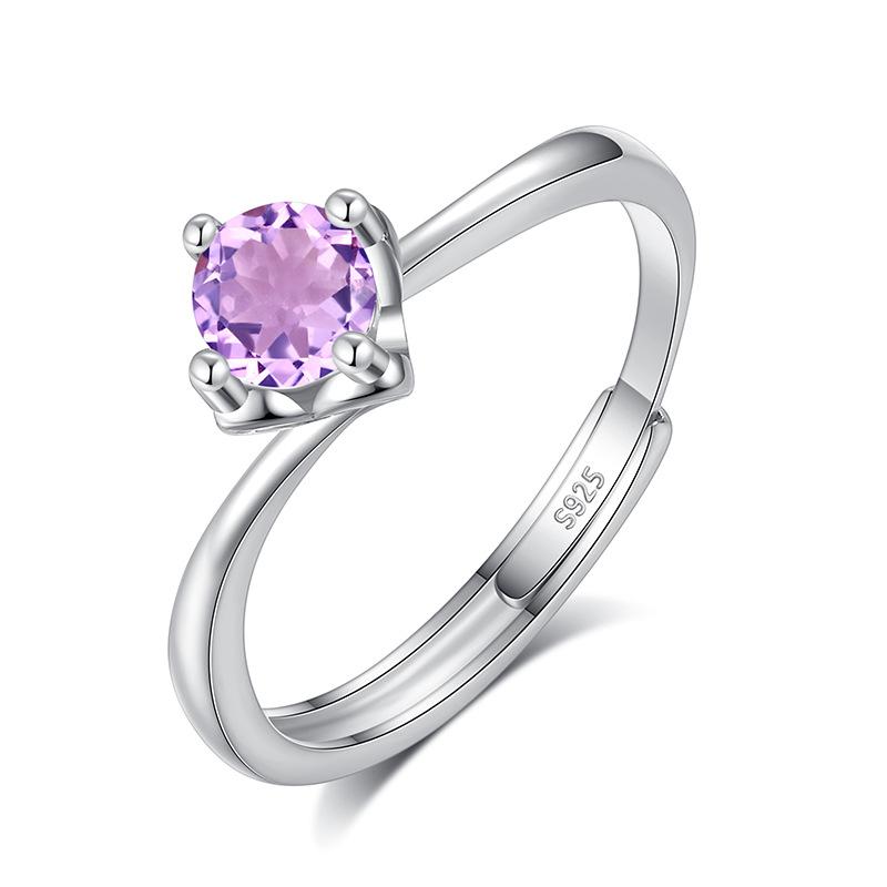 

S925 Sterling Silver Four Claw Garnet Ring Natural Crystal Stone Fashion Minimalist Women Daily Fine Jewelry adjustable opening
