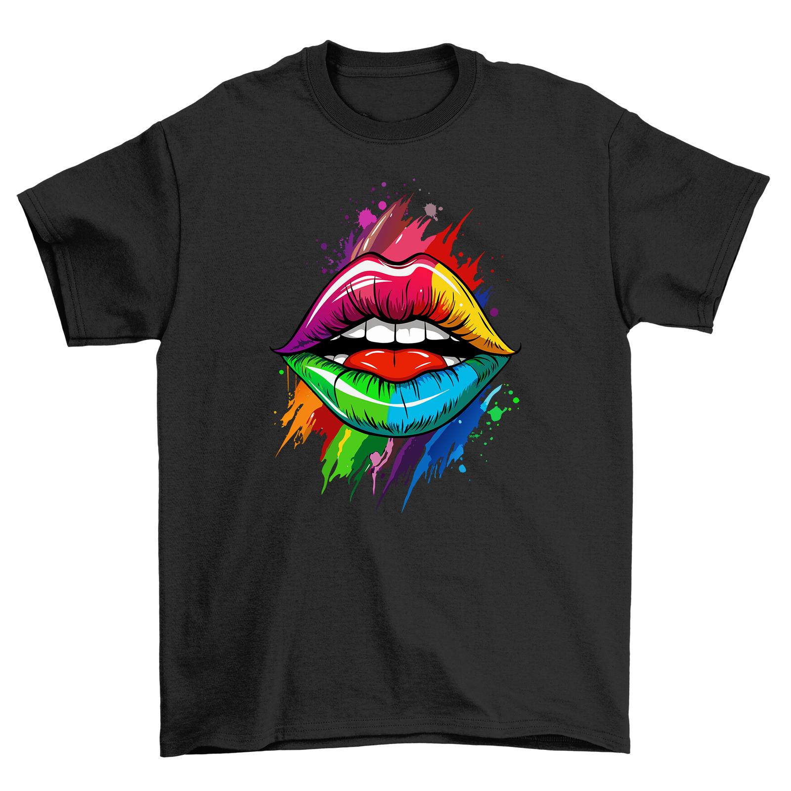 

Pride_34 Rainbow Lips T-Shirt Mens Womens Tees Top: Wear Your Pride on Your Sleeve! Colorful Lips Des S