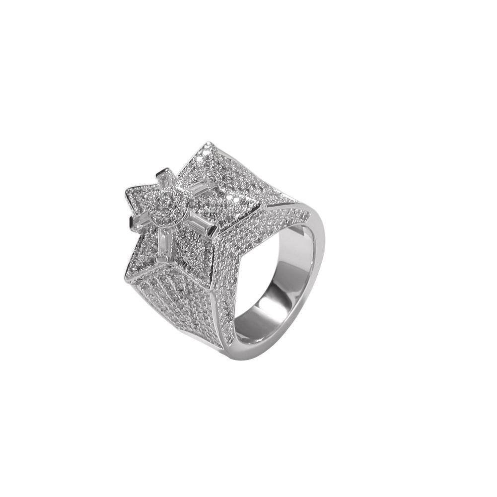 

Original hip hop five-pointed star zircon ring personalized design pattern star ring jewelry source no. 12 срібний