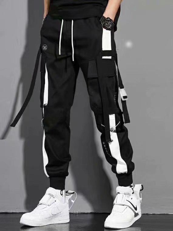 Men's Korean Style Multi-Pocket Jogger Cargo Pants - Spring/Summer Casual Long Pants for Students & Teens