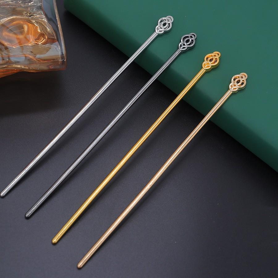 Alloy Electrophoresis Color-Retaining Small Head Cloud Pattern Wrapped Hairpin New Chinese Ancient Hanfu Cheongsam Step Disc Hair Hairpin Main Body