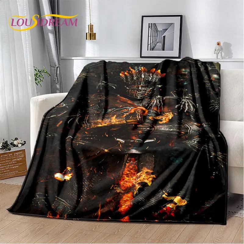 Elden Ring Jeu Joueur Couverture Peluche Douce Imprimée en 3D, Couverture Flanelle Couverture Jetée pour Salon Chambre à Coucher Lit Canapé Couverture Pique-nique