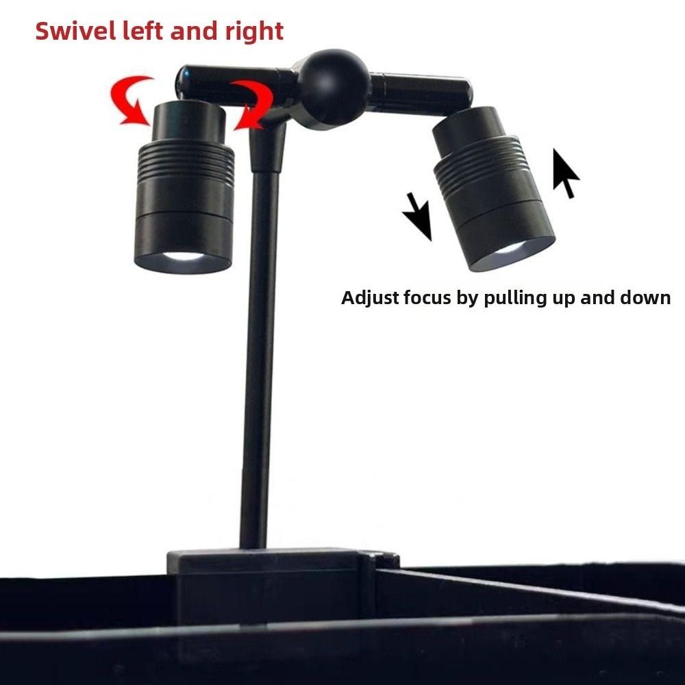 Doppelköpfige Mini-Clip-Aquarienlampe, 6 W, verstellbarer Zoom, USB-Energiespar-LED-Aquarien-Pflanzenleuchte