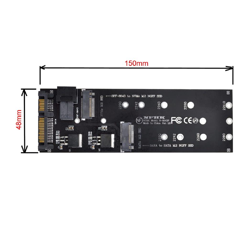 Cablecc SFF-8643 To U2 Kit NGFF M-Key To HD Mini SAS NVME PCIe SSD SATA Adapter for Motherboard